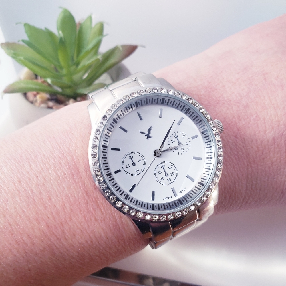 American Eagle Stainless Steel Women's Watch With Crystals - Fits Tiny Wrists